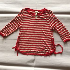 Red and Cream Striped Sweater